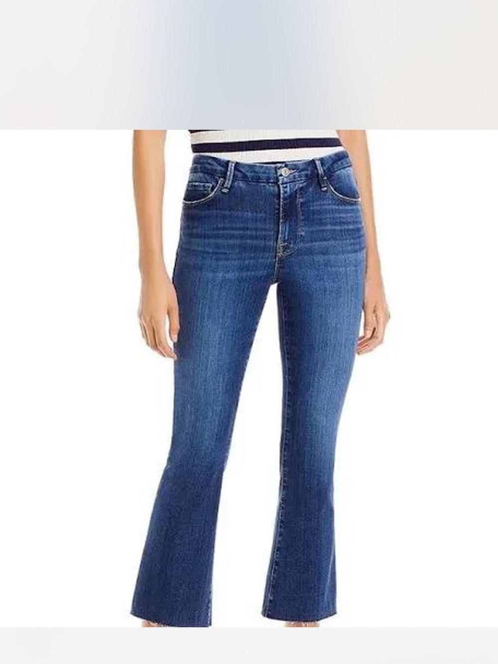 Frame Denim Le One Crop Mini Boot Jeans in medium blue wash - Picture 1 of 4